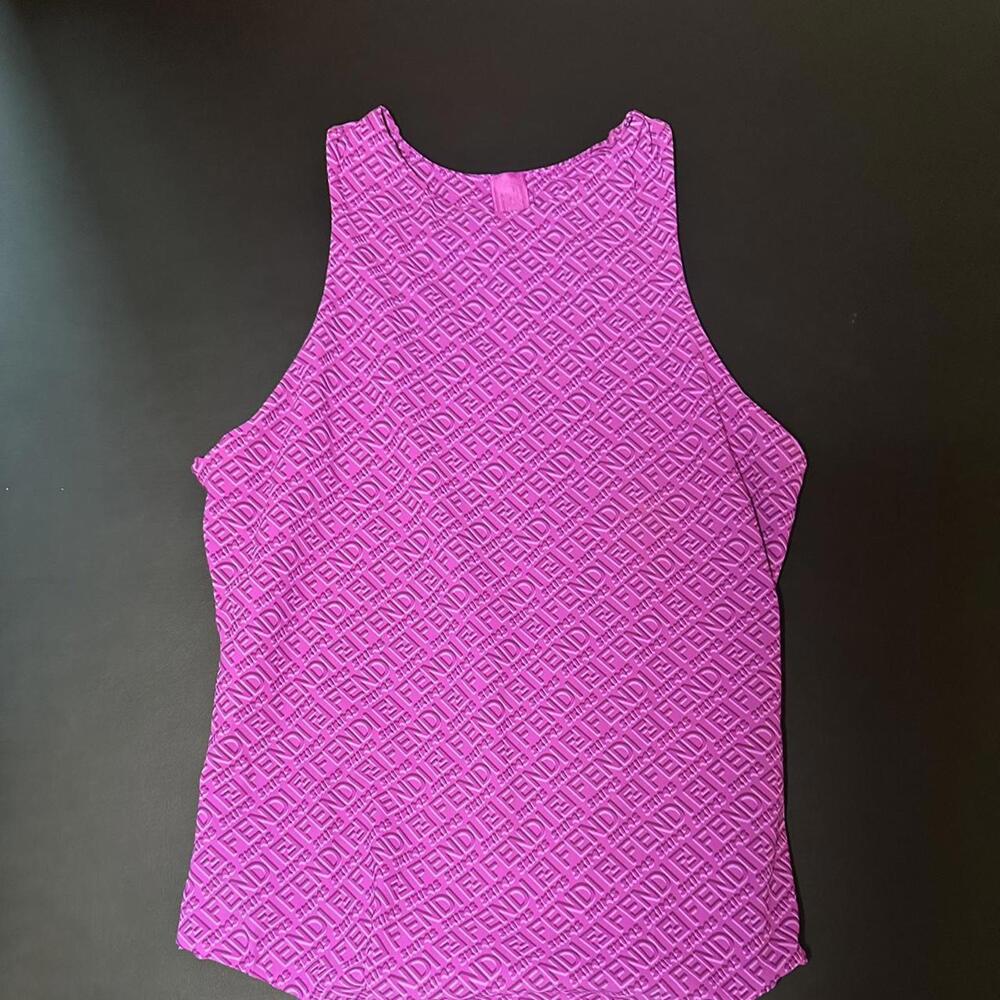 Fendi Pink Logo-Text Sleeveless Top